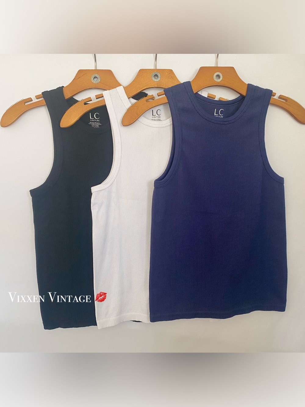 LC COUTURE HIGH NECK RIBBED TANK TOP BUNDLE LOT OF 3